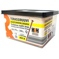 Terassiruuvi H&amp;H 75x4.8mm, AISI410, TX20, ruskea, 250kpl/pkt