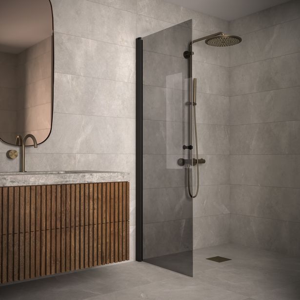 Suihkuovi Hietakari Classic 102, 779mm, musta profiili, savulasi