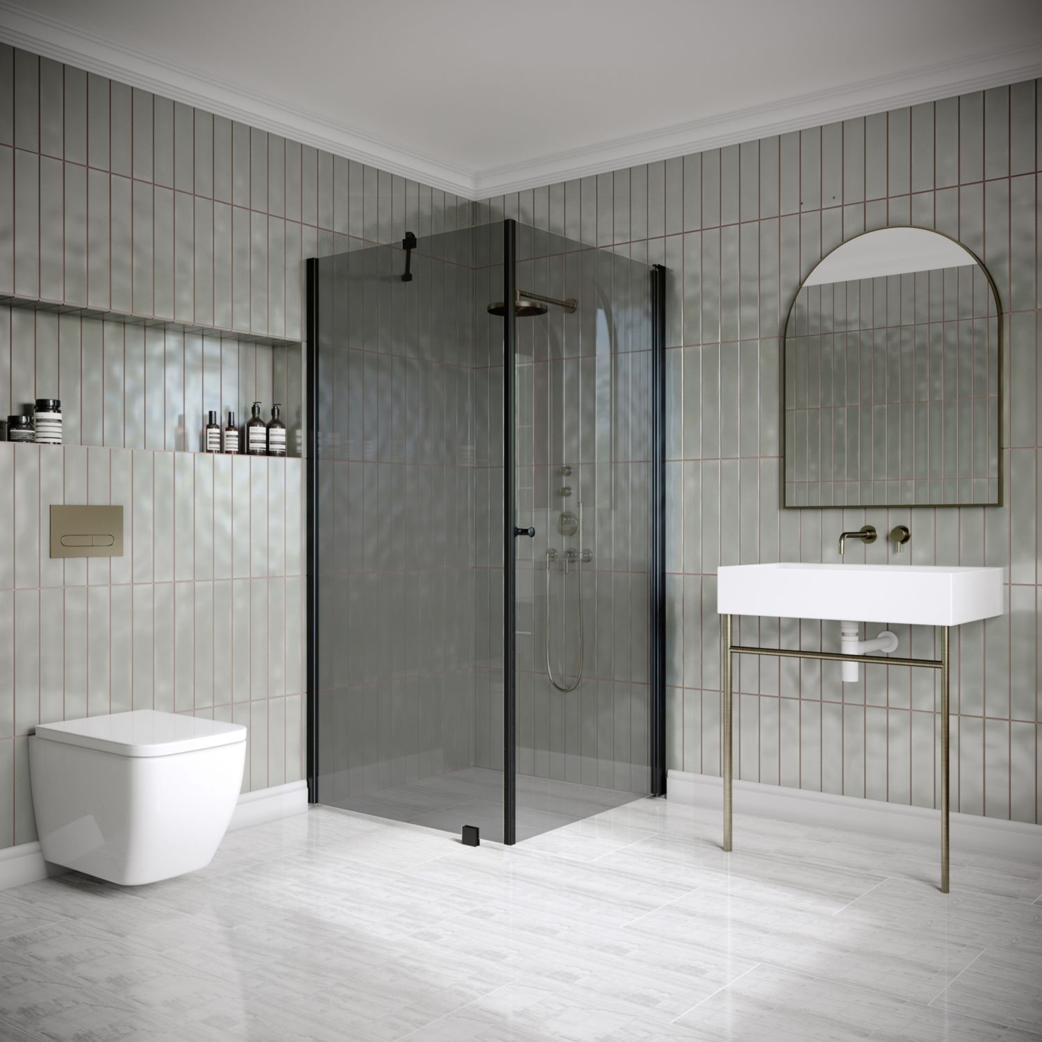 Suihkunurkka Hietakari Classic 146, 805x702mm, musta profiili, savulasi