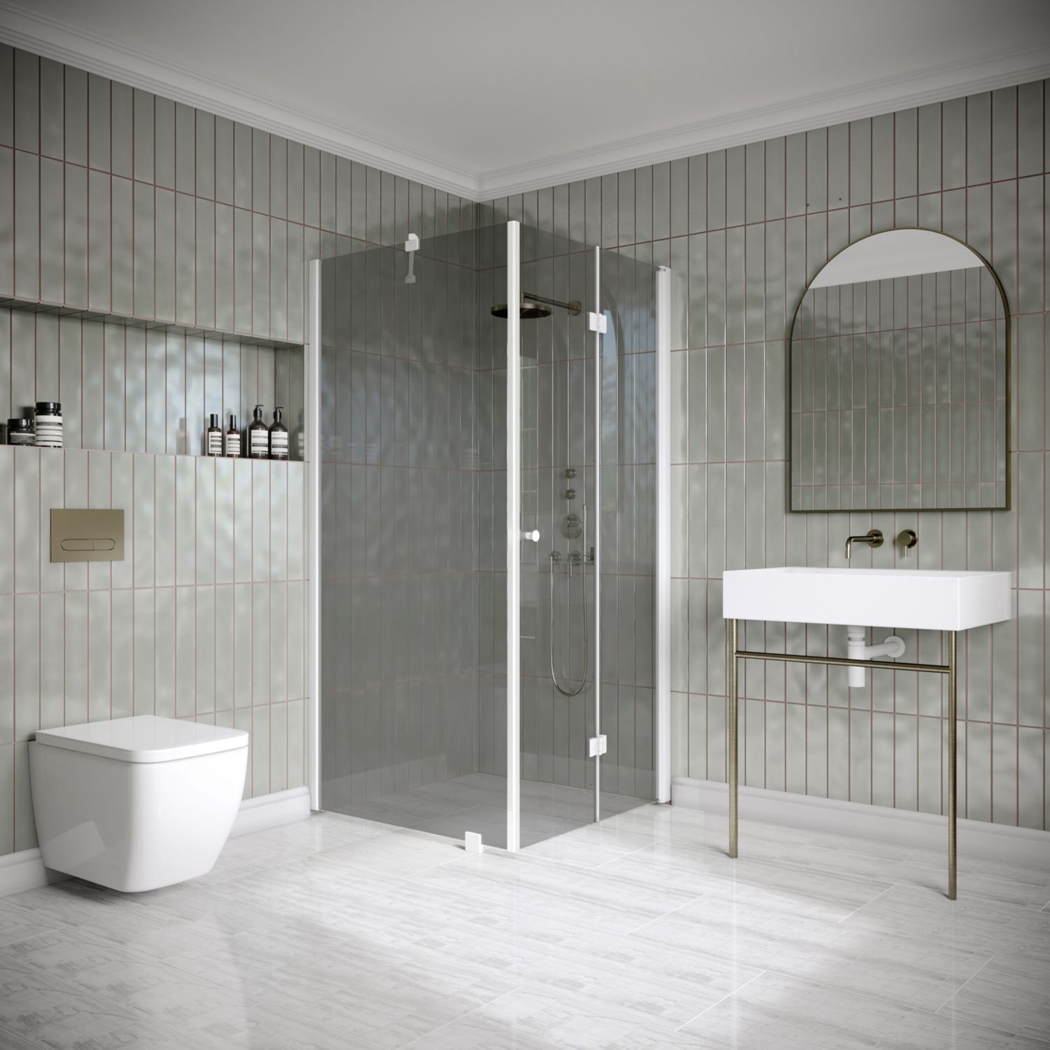 Suihkunurkka Hietakari Classic 147, 795x702mm, valkoinen profiili, savulasi