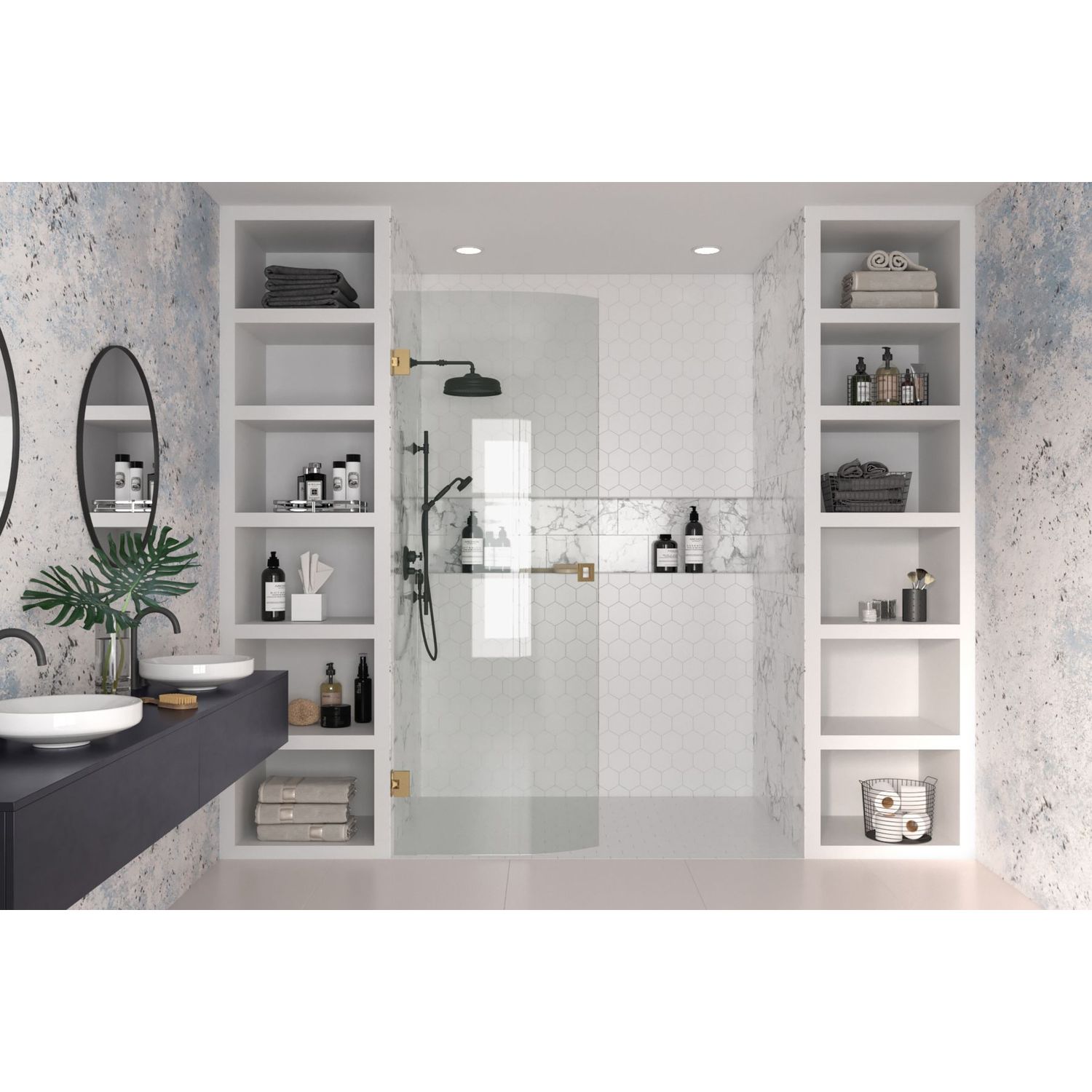 Suihkuovi Hietakari Vetro 522, 655 mm, messinkiprofiili, kirkas lasi