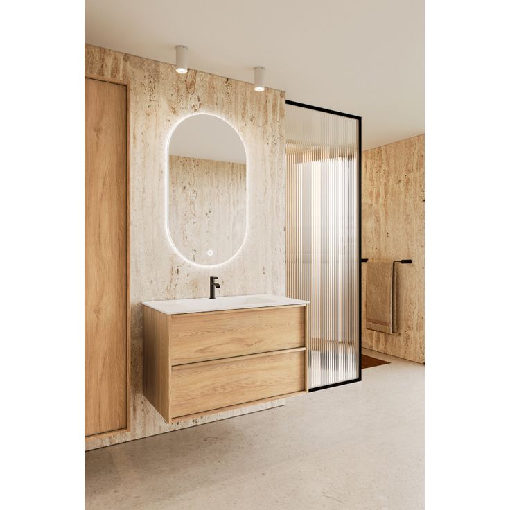 Allaskaappi altaalla Hietakari Casa H03, 590x457x500 mm, vaalea tammi, valkoinen Duratek-allas