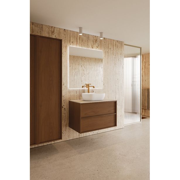 Allaskaappi malja-altaalla Hietakari Casa H12, 590x457 mm, ruskea tammi, hiekkakivi taso