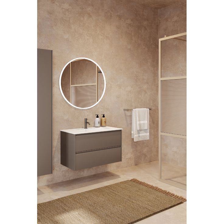 Allaskaappi altaalla Hietakari Luna L03, 584x455x490 mm, mattabeige, valkoinen Duratek-allas