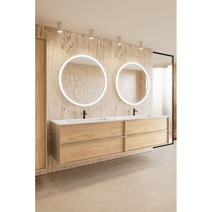 Kaksoisallaskaappi kaksoisaltaalla Hietakari Casa H07, 1980x457x500 mm, vaalea tammi, valkoinen Corian-allas