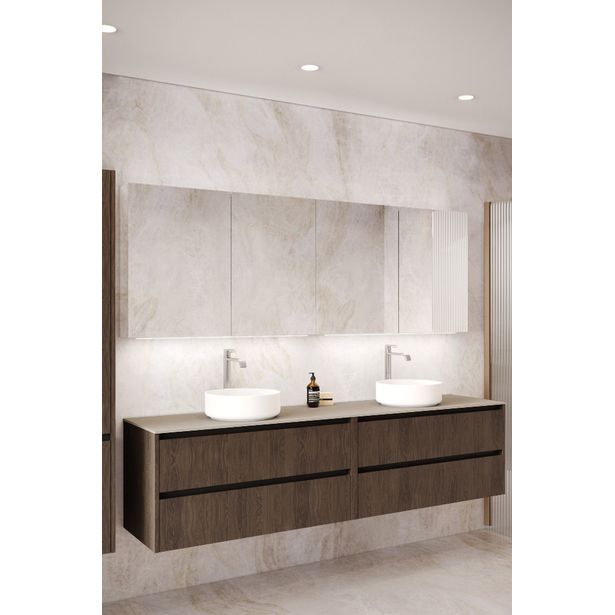 Peilikaappi Hietakari Modena Q16, hajavalaistuksella ja pistorasialla, eri kokoja