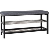 Eteispenkki/kenkäteline House Nordic Padova, 100cm, pehmusteella, harmaa/musta