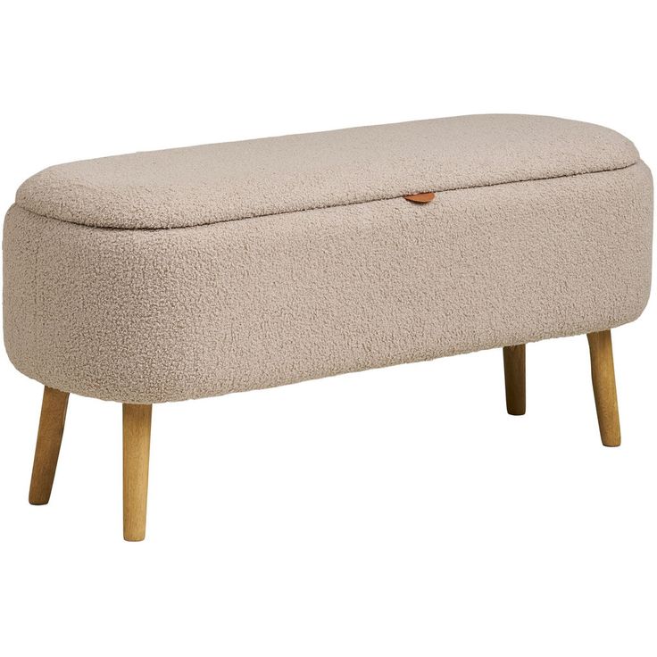 Säilytyspenkki House Nordic Harlow, 95x37x45cm, beige bouclé