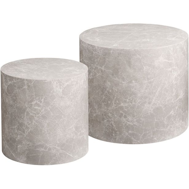 Sohvapöytä House Nordic Prague, ø38/48cm, beige marmorikuosi