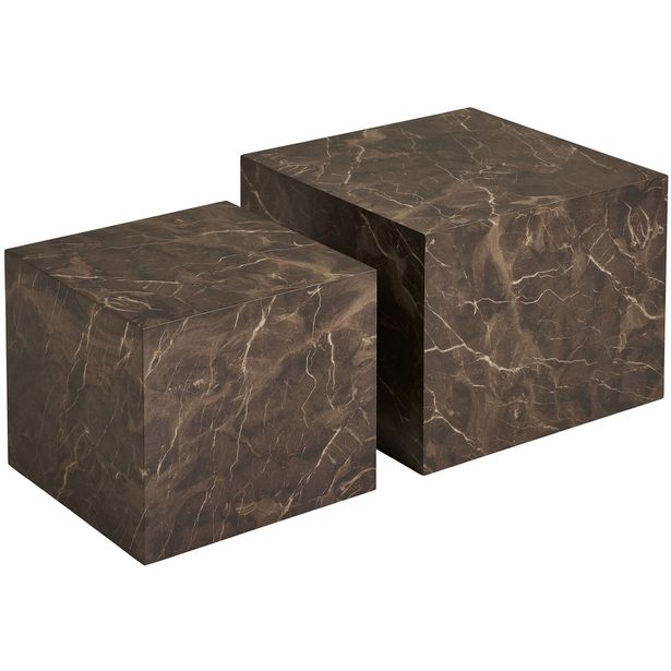 Sohvapöytä House Nordic Prague, 40x40/50x50cm, ruskea marmorikuosi