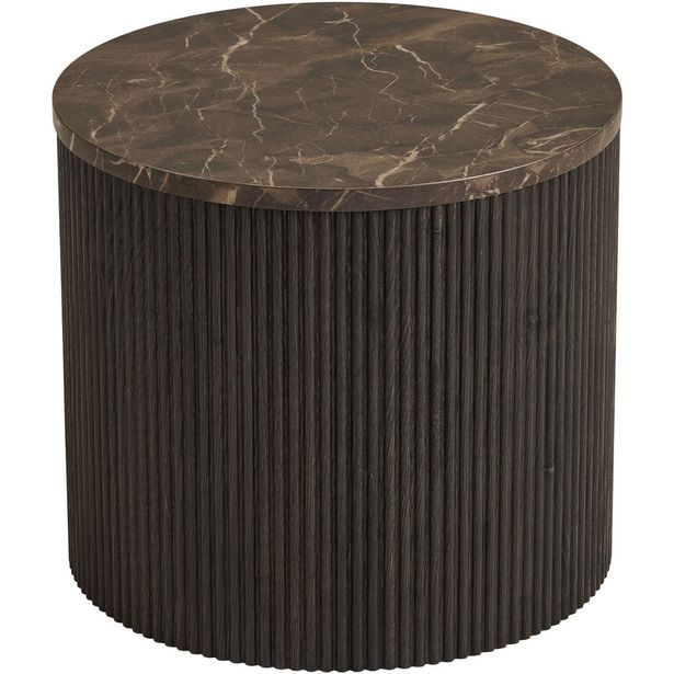Sivupöytä House Nordic Rota, ø45x40cm, tummanruskea marmorikuosi