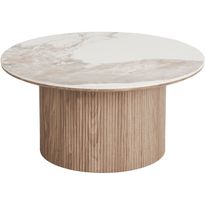 Sohvapöytä House Nordic Athens, ø80x40cm, valkoinen/ruskea