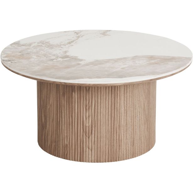 Sohvapöytä House Nordic Athens, ø80x40cm, valkoinen/ruskea