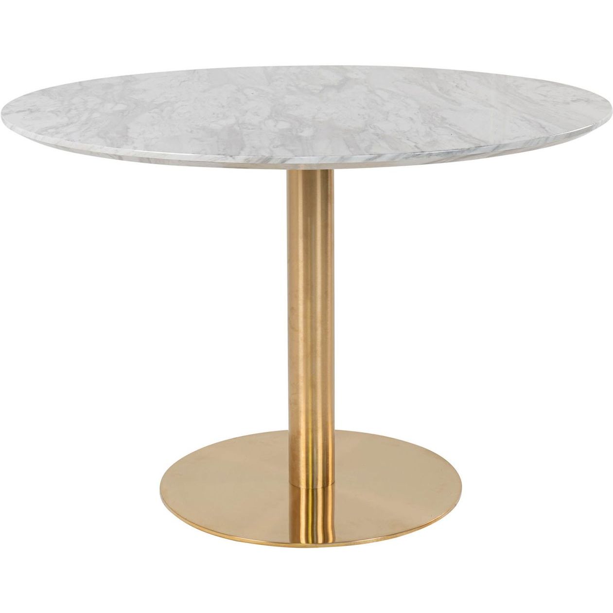 Ruokapöytä House Nordic Bolzano, ø110cm, valkoinen marmorijäljitelmä/messinki