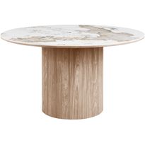 Pyöreä ruokapöytä House Nordic Athens, ø140cm, valkoinen/ruskea, Verkkokaupan poistotuote