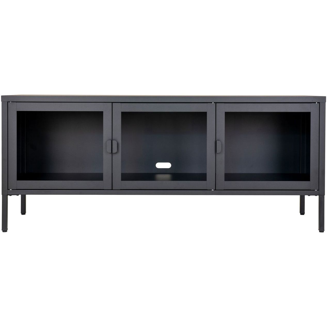 TV-taso House Nordic Brisbane, lasiovilla, 130x40x55cm, musta