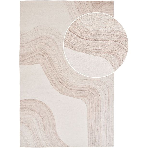 Villamatto House Nordic Surat, käsin tuftattu, 200x300cm, vaaleanruskea/valkoinen