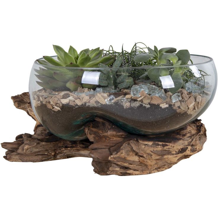 Maljakko puujalustalla House Nordic San Marino Waterdrop, 20cm, tiikki/lasi