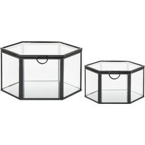 Säilytysrasia House Nordic Torpe, 2kpl, lasi/musta metalli