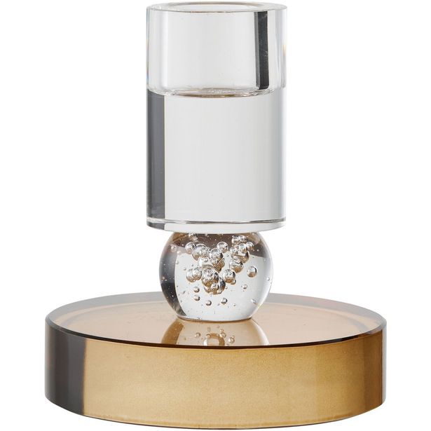 Kynttilänjalka House Nordic, ø8.5x10cm, lasi, ruskea/valkoinen