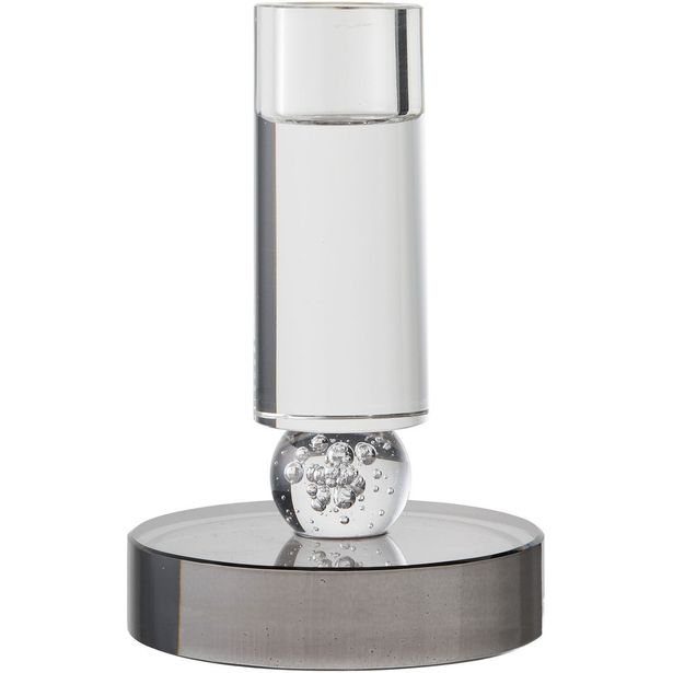 Kynttilänjalka House Nordic, ø9x13cm, harmaa/valkoinen lasi