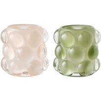 Kynttilänjalka House Nordic, 2kpl, lasi, beige/vihreä