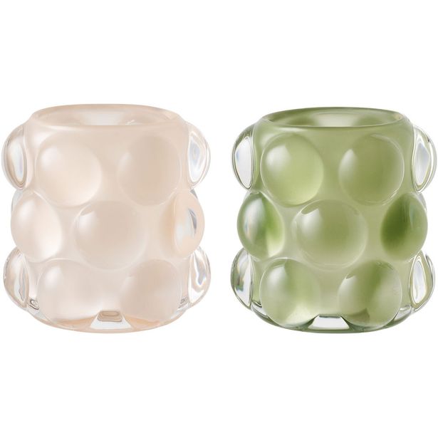 Kynttilänjalka House Nordic, 2kpl, lasi, beige/vihreä