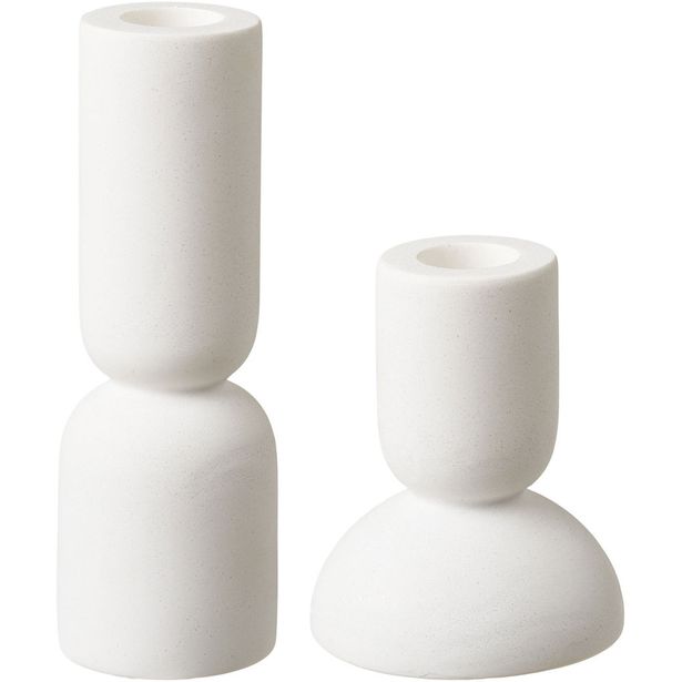 Kynttilänjalka House Nordic, 2kpl, kalkkikivi, valkoinen