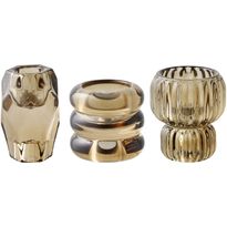 Kynttilänjalka House Nordic, 3kpl, lasi, ruskea