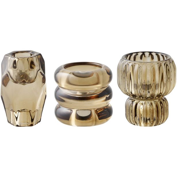 Kynttilänjalka House Nordic, 3kpl, lasi, ruskea