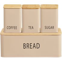 Keittiön säilytyspurkkisetti House Nordic Tula, 4kpl, metalli/bambu