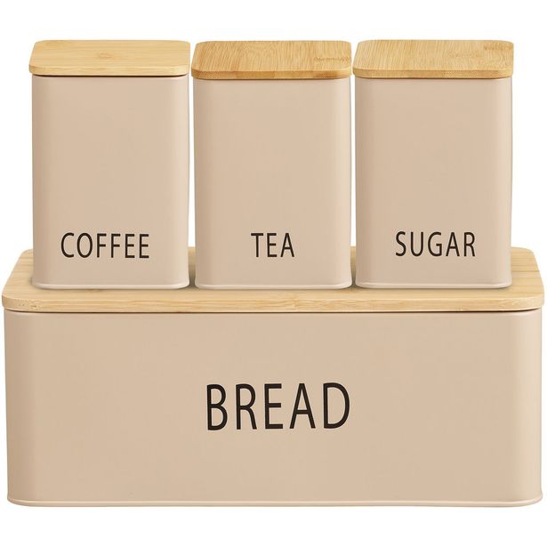 Keittiön säilytyspurkkisetti House Nordic Tula, 4kpl, metalli/bambu