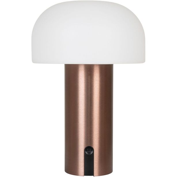 Ladattava pöytävalaisin House Nordic Soham, ø15cm, sisä- ja ulkokäyttöön, kupari/valkoinen