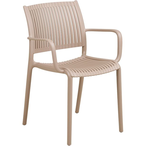 Ruokapöydän tuoli terassille House Nordic Manzano, käsinojilla, pinottava, taupe