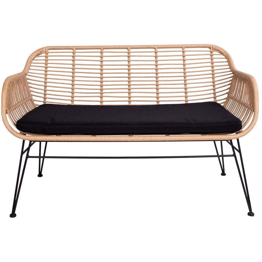 Sohva House Nordic Trieste, 2-istuttava, pehmusteilla, polyrottinki, beige/musta