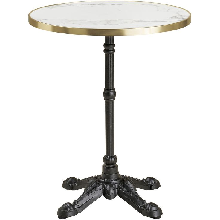 Parvekepöytä House Nordic Bistro, ø60x73cm, valurautajalustalla, valkoinen marmorikuosi/musta