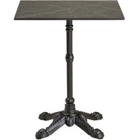 Parvekepöytä House Nordic Bistro, 60x60x73cm, valurautajalustalla, tummanharmaa marmorikuosi