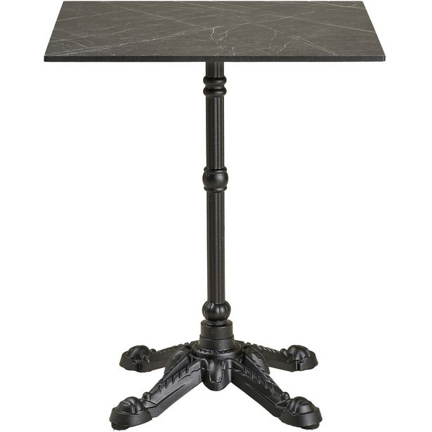 Parvekepöytä House Nordic Bistro, 60x60x73cm, valurautajalustalla, tummanharmaa marmorikuosi