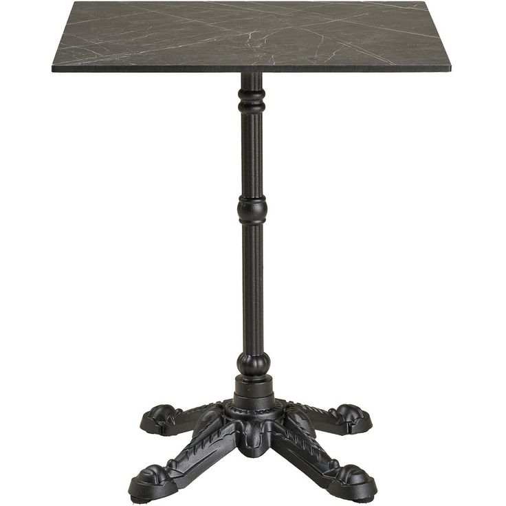Parvekepöytä House Nordic Bistro, 60x60x73cm, valurautajalustalla, tummanharmaa marmorikuosi