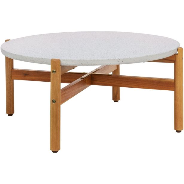 Sohvapöytä House Nordic Terracina, ø84.5cm, akaasia/terrazzo, ruskea/valkoinen