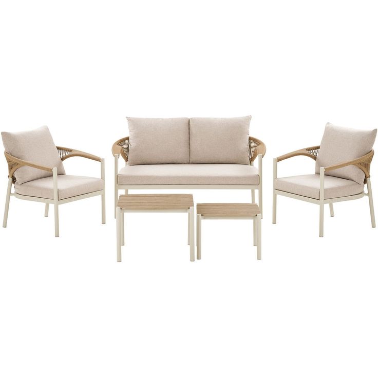 Oleskeluryhmä House Nordic Abela, 4-istuttava, pehmusteilla, beige/ruskea