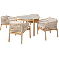 Ruokailuryhmä House Nordic Terracina, ø120cm pöytä + 4 tuolia, beige