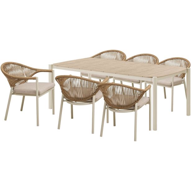 Ruokailuryhmä ulos House Nordic Abela, 6-istuttava, ruskea/beige