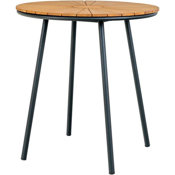 Parvekepöytä House Nordic Cleveland, ø70cm, tiikki, ruskea/musta