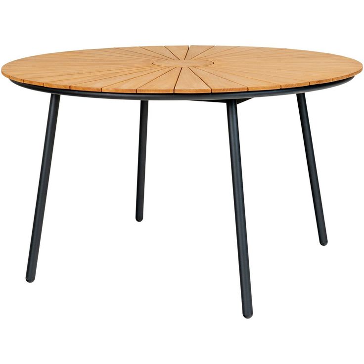 Ruokapöytä House Nordic Cleveland, ø130cm, tiikki, ruskea/musta