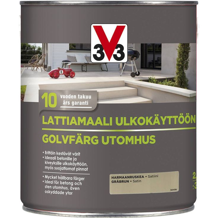 Lattiamaali ulkokäyttöön V33, 2.5l, eri värivaihtoehtoja