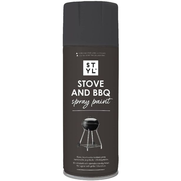 Spraymaali grilleille ja uuneille Rust-Oleum STYL, 400ml, mattamusta