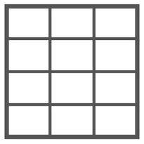 12 ruutua (3 ruutua vierekkäin - 4 ruutua allekkain)