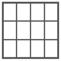 12 ruutua (4 ruutua vierekkäin - 3 ruutua allekkain) L1090-2390 x K1090-2390