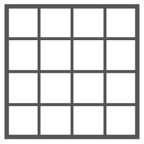 16 ruutua (4 ruutua vierekkäin - 4 ruutua allekkain) L1090-2390 x K1090-2390
